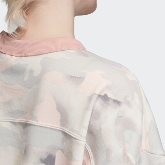 NWT Adidas Originals Camo Cropped Lounge sweatshirt Long Sleeves Top Size L NEW - Picture 7 of 8